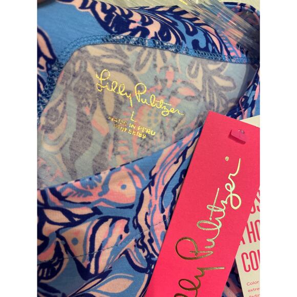 LILLY PULITZER NWT Waverly Top 3/4 Sleeve Lapis Lazuli Horseshoe Bay L - Picture 7 of 7